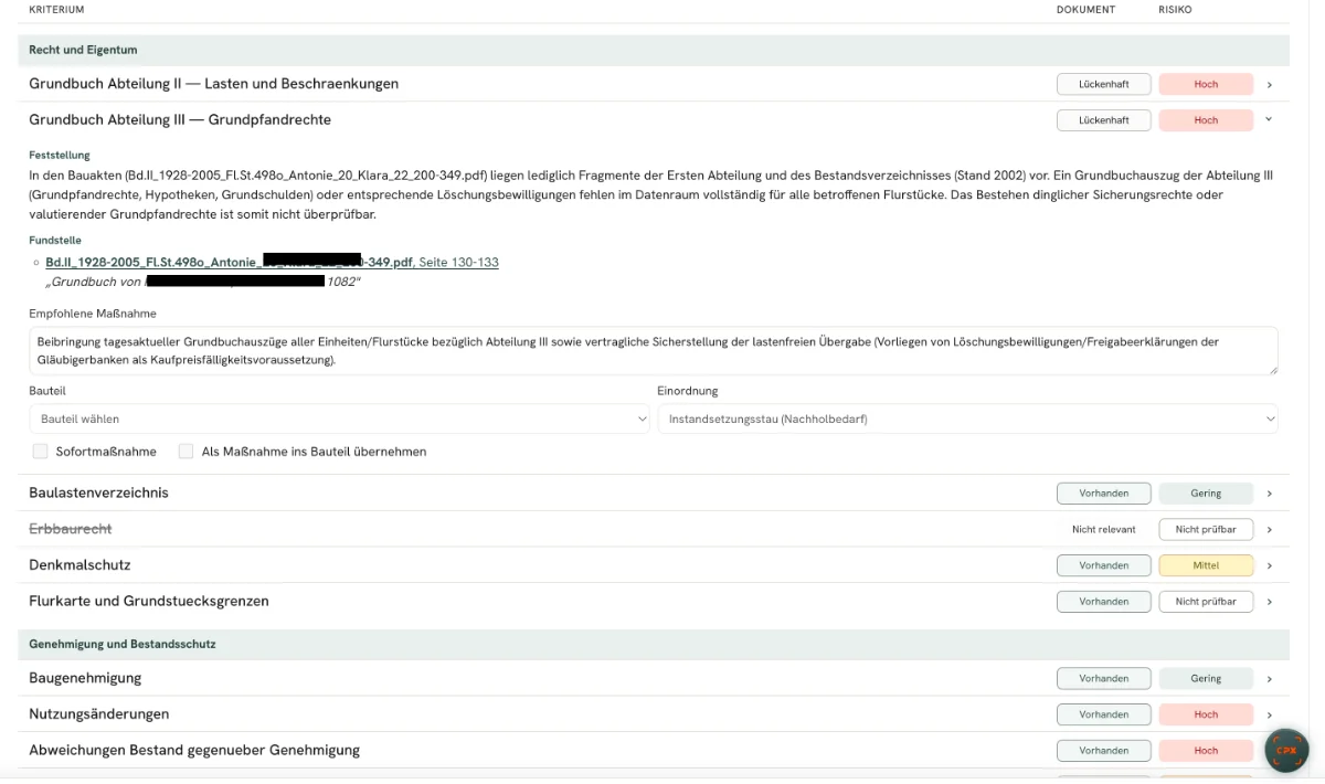 CAIPEX Asset: Dokumentencheck